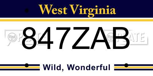 847ZAB West Virginia License Plate