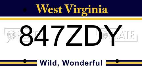 847ZDY West Virginia License Plate