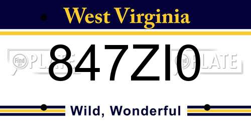 847ZI0 West Virginia License Plate
