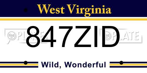 847ZID West Virginia License Plate