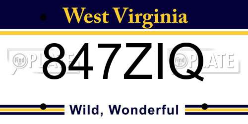847ZIQ West Virginia License Plate