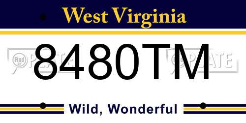 8480TM West Virginia License Plate
