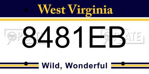 8481EB West Virginia License Plate