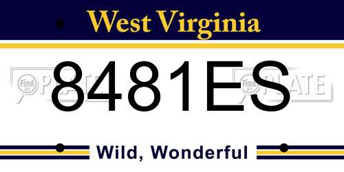8481ES West Virginia License Plate