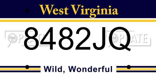 8482JQ West Virginia License Plate