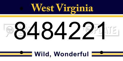 8484221 West Virginia License Plate