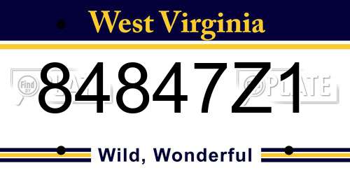 84847Z1 West Virginia License Plate