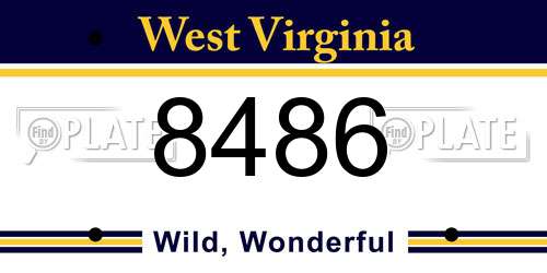 8486 West Virginia License Plate