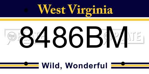 8486BM West Virginia License Plate