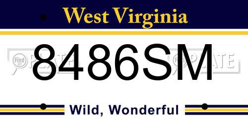 8486SM West Virginia License Plate