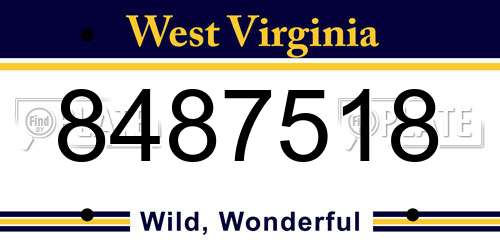 8487518 West Virginia License Plate