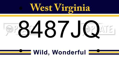 8487JQ West Virginia License Plate