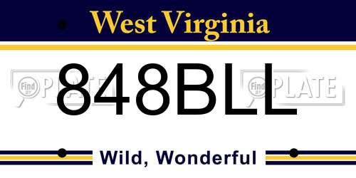 848BLL West Virginia License Plate