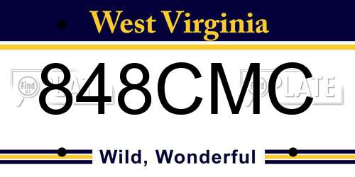 848CMC West Virginia License Plate