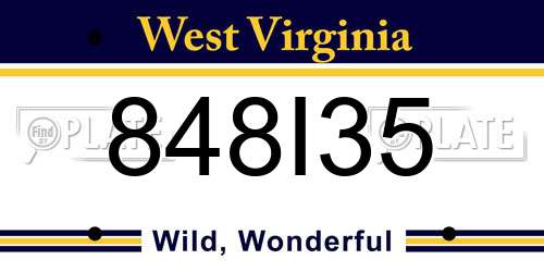 848I35 West Virginia License Plate
