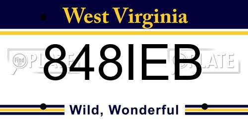 848IEB West Virginia License Plate