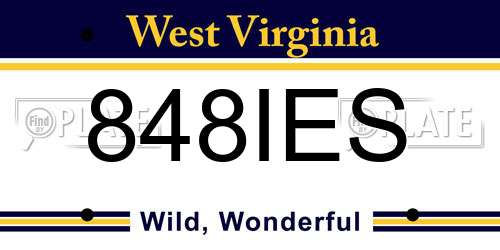 848IES West Virginia License Plate