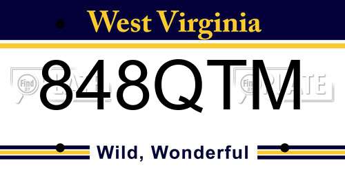 848QTM West Virginia License Plate