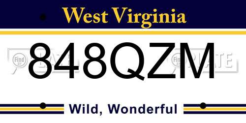 848QZM West Virginia License Plate