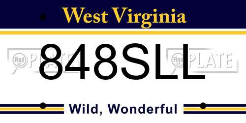 848SLL West Virginia License Plate