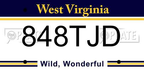 848TJD West Virginia License Plate