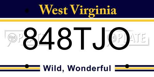848TJO West Virginia License Plate
