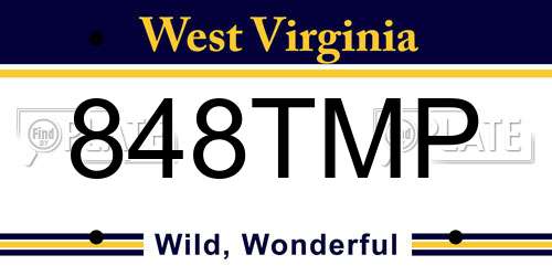848TMP West Virginia License Plate