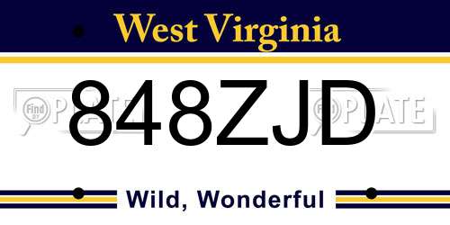 848ZJD West Virginia License Plate