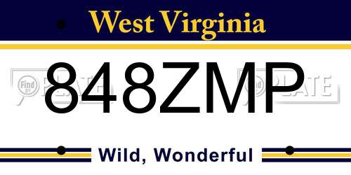 848ZMP West Virginia License Plate