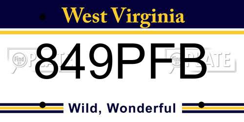 849PFB West Virginia License Plate