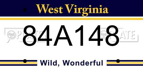 84A148 West Virginia License Plate
