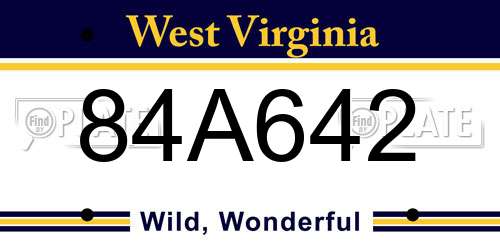 84A642 West Virginia License Plate