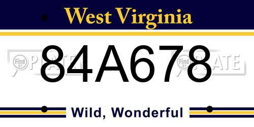 84A678 West Virginia License Plate
