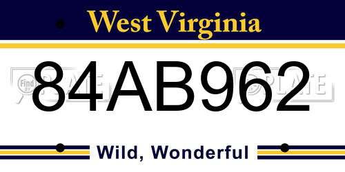 84AB962 West Virginia License Plate