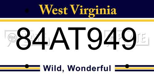 84AT949 West Virginia License Plate