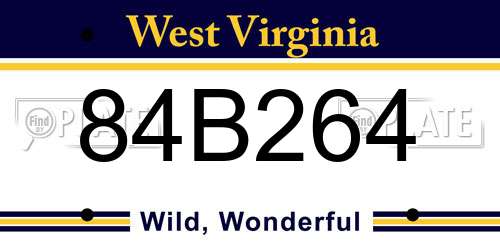 84B264 West Virginia License Plate