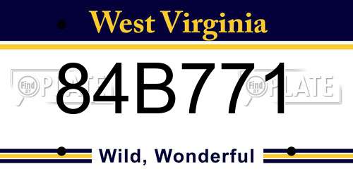 84B771 West Virginia License Plate