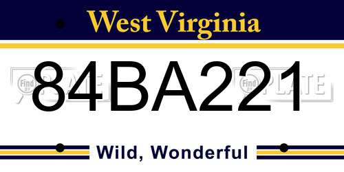 84BA221 West Virginia License Plate