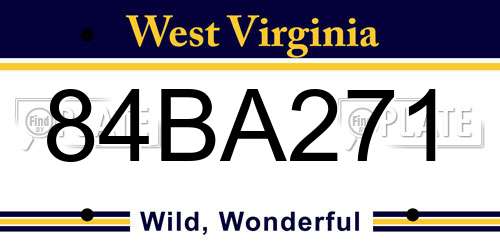 84BA271 West Virginia License Plate