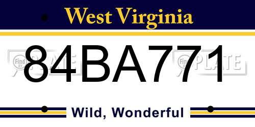 84BA771 West Virginia License Plate