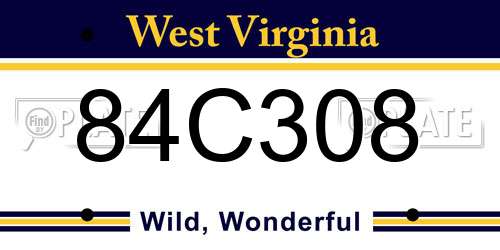 84C308 West Virginia License Plate
