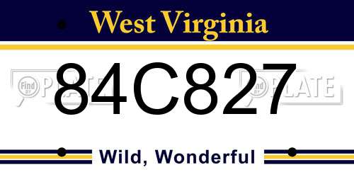 84C827 West Virginia License Plate