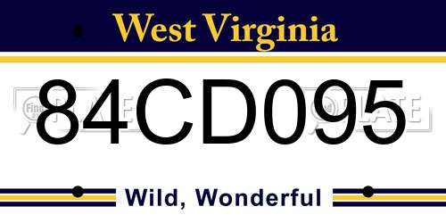 84CD095 West Virginia License Plate