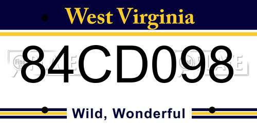 84CD098 West Virginia License Plate