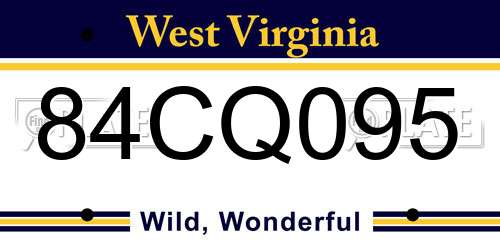 84CQ095 West Virginia License Plate