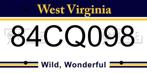 84CQ098 West Virginia License Plate