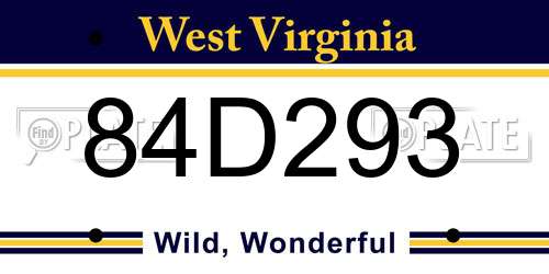 84D293 West Virginia License Plate