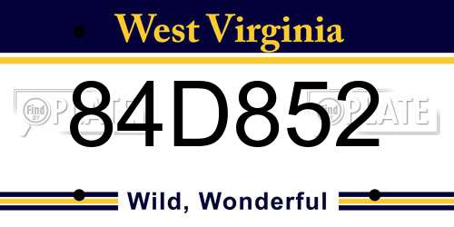 84D852 West Virginia License Plate