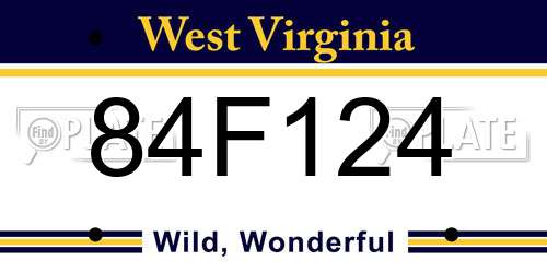 84F124 West Virginia License Plate