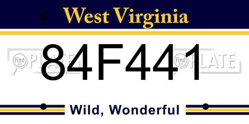 84F441 West Virginia License Plate